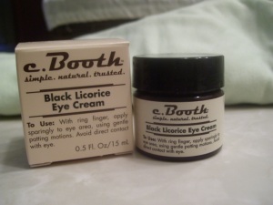 C. Booth Black Licorice Eye Cream – Inexpensive and Does the Job Well!