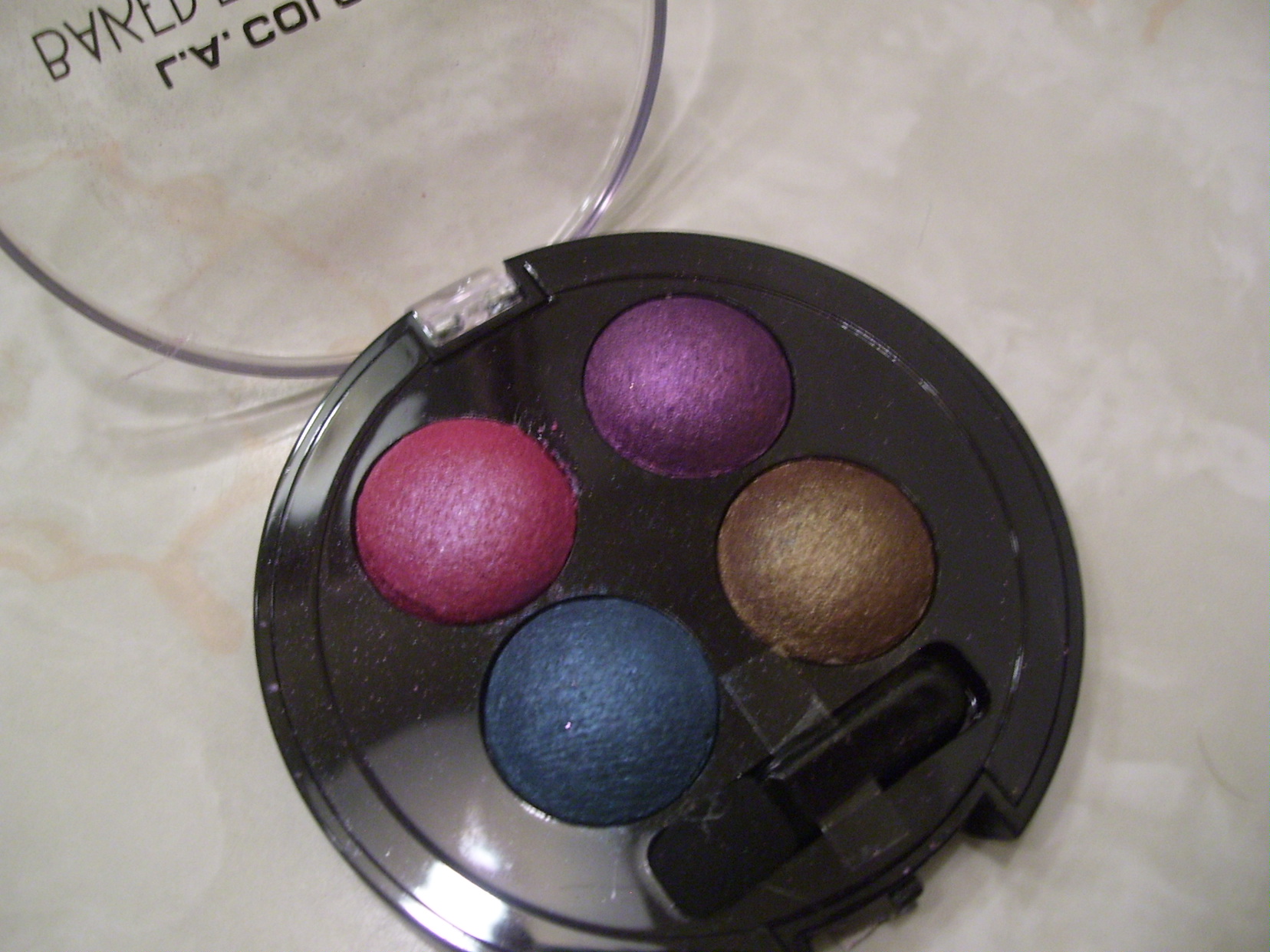 Review, Swatches, Eye Look with L.A. Colors 4 Color Baked Eyeshadow – Neptune
