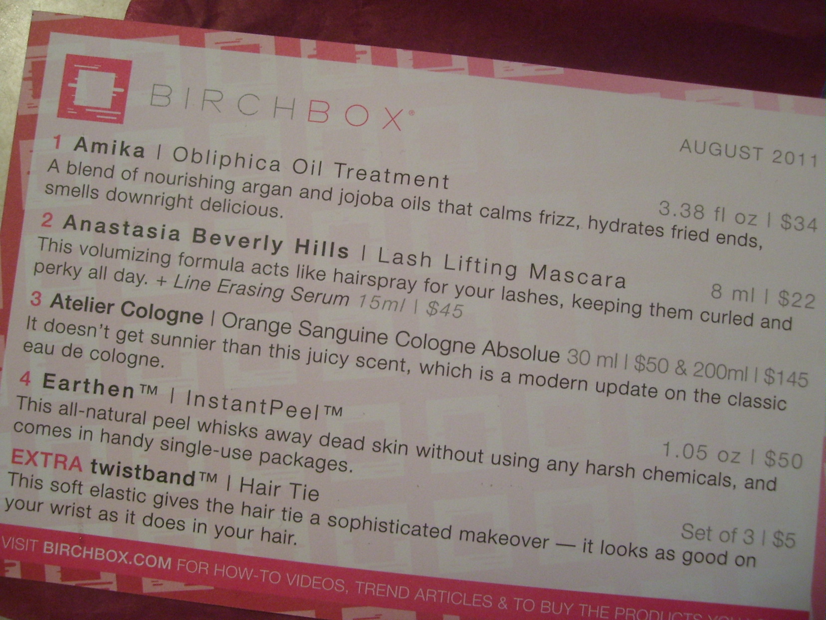 Final Thoughts on My August 2011 Birchbox Products