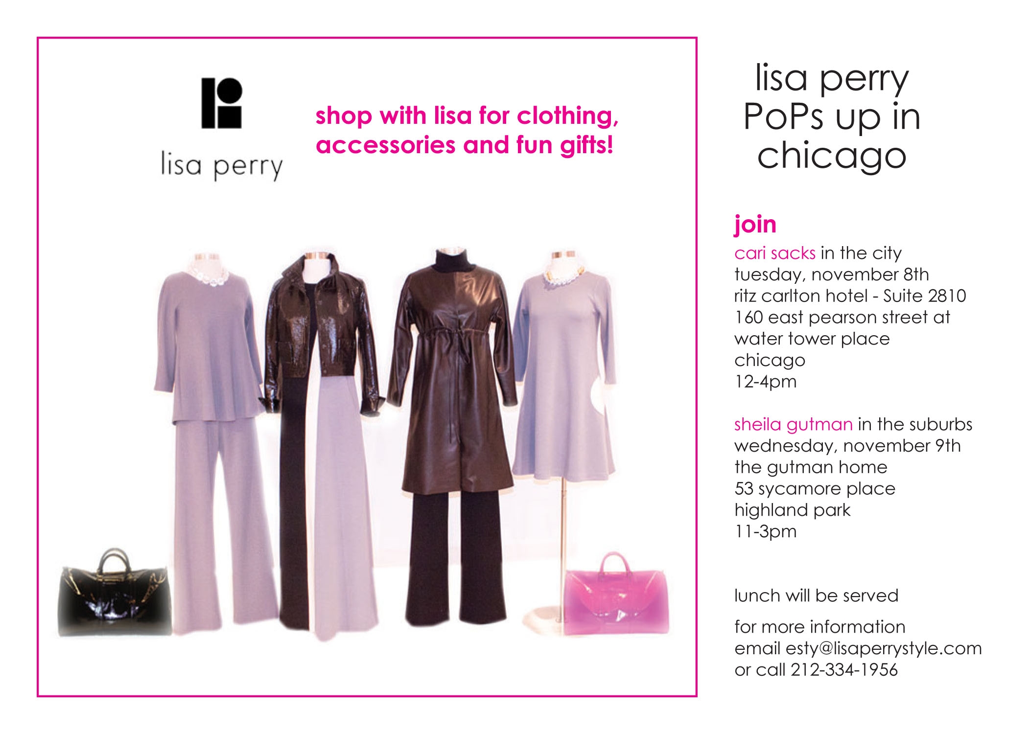 Chicago Event:  Lisa Perry Pop Up Shop November 8 and 9, 2011